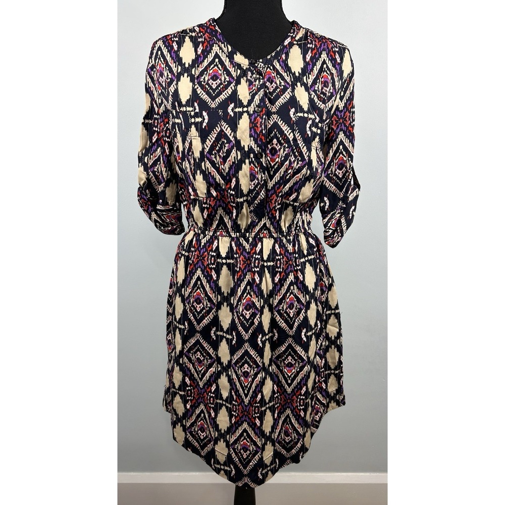 Women's Anthropologie Holding Horses Mira Ikat Shirt Dress Sz 2 Tribal Bohemian‎